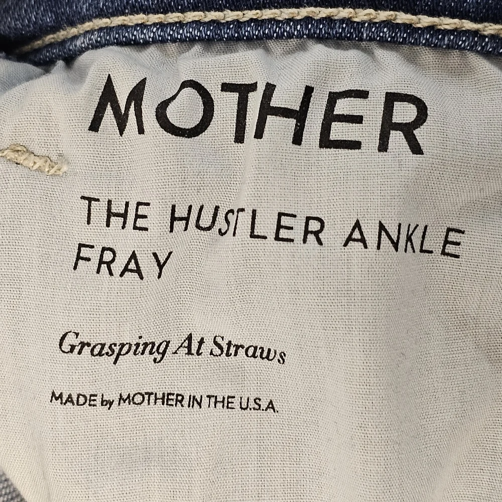 MOTHER The Hustler Ankle Fray Straight‎ Leg High Rise Blue Jeans 25 Preowned
